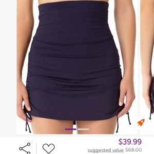 Navy tummy control high waist bikini bottom swim skirt